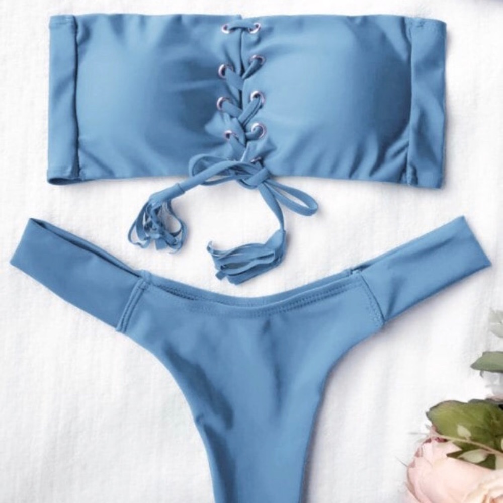 NWT periwinkle cheeky blue bandeau bikini set